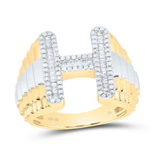 Load image into Gallery viewer, 10K Yellow Gold Diamond Initial "H" Men's Ring 5/8 Cttw - Splendid Jewellery