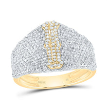 Load image into Gallery viewer, 10K Yellow Gold Diamond Initial "I" Men's Ring 1 5/8 Cttw - Splendid Jewellery