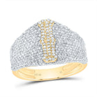 10K Yellow Gold Diamond Initial "I" Men's Ring 1 5/8 Cttw - Splendid Jewellery