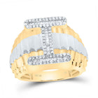 10K Yellow Gold Diamond Initial "I" Men's Ring 1/2 Cttw - Splendid Jewellery