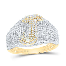 Load image into Gallery viewer, 10K Yellow Gold Diamond Initial "J" Men's Ring 1 1/2 Cttw - Splendid Jewellery