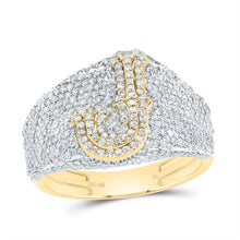 Load image into Gallery viewer, 10K Yellow Gold Diamond Initial "J" Men's Ring 1 3/4 Cttw - Splendid Jewellery