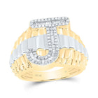 10K Yellow Gold Diamond Initial "J" Men's Ring 1/2 Cttw - Splendid Jewellery