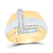 Load image into Gallery viewer, 10K Yellow Gold Diamond Initial "L" Men's Ring 1/3 Cttw - Splendid Jewellery