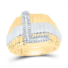10K Yellow Gold Diamond Initial "L" Men's Ring 1/3 Cttw - Splendid Jewellery