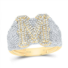 Load image into Gallery viewer, 10K Yellow Gold Diamond Initial "M" Men's Ring 1 3/4 Cttw - Splendid Jewellery