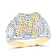 Load image into Gallery viewer, 10K Yellow Gold Diamond Initial "M" Men's Ring 1 5/8 Cttw - Splendid Jewellery