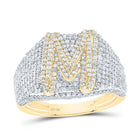 10K Yellow Gold Diamond Initial "M" Men's Ring 1 5/8 Cttw - Splendid Jewellery