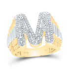 10K Yellow Gold Diamond Initial "M" Men's Ring 7/8 Cttw - Splendid Jewellery