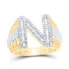 10K Yellow Gold Diamond Initial "N" Men's Ring 5/8 Cttw - Splendid Jewellery