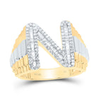 10K Yellow Gold Diamond Initial "N" Men's Ring 5/8 Cttw - Splendid Jewellery