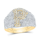 10K Yellow Gold Diamond Initial "P" Men's Ring 1 1/2 Cttw - Splendid Jewellery