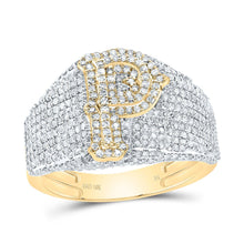 Load image into Gallery viewer, 10K Yellow Gold Diamond Initial "P" Men's Ring 1 1/2 Cttw - Splendid Jewellery
