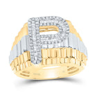 10K Yellow Gold Diamond Initial "P" Men's Ring 1/2 Cttw - Splendid Jewellery