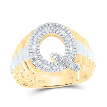 Load image into Gallery viewer, 10K Yellow Gold Diamond Initial "Q" Men's Ring 5/8 Cttw - Splendid Jewellery