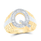 10K Yellow Gold Diamond Initial "Q" Men's Ring 5/8 Cttw - Splendid Jewellery