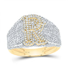 10K Yellow Gold Diamond Initial "R" Men's Ring 1 5/8 Cttw - Splendid Jewellery