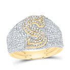 10K Yellow Gold Diamond Initial "S" Men's Ring 1 3/4 Cttw - Splendid Jewellery