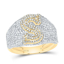 Load image into Gallery viewer, 10K Yellow Gold Diamond Initial "S" Men's Ring 1 3/4 Cttw - Splendid Jewellery
