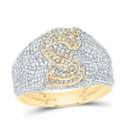 10K Yellow Gold Diamond Initial "S" Men's Ring 1 3/4 Cttw - Splendid Jewellery