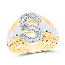 Load image into Gallery viewer, 10K Yellow Gold Diamond Initial "S" Men's Ring 1/2 Cttw - Splendid Jewellery