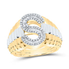 10K Yellow Gold Diamond Initial "S" Men's Ring 1/2 Cttw - Splendid Jewellery