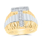 10K Yellow Gold Diamond Initial "T" Men's Ring 3/8 Cttw - Splendid Jewellery