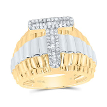 Load image into Gallery viewer, 10K Yellow Gold Diamond Initial "T" Men's Ring 3/8 Cttw - Splendid Jewellery