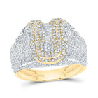 10K Yellow Gold Diamond Initial "U" Men's Ring 1 3/4 Cttw - Splendid Jewellery
