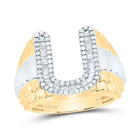 10K Yellow Gold Diamond Initial "U" Men's Ring 1/2 Cttw - Splendid Jewellery