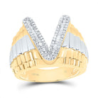 10K Yellow Gold Diamond Initial "V" Men's Ring 1/2 Cttw - Splendid Jewellery