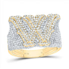10K Yellow Gold Diamond Initial "W" Men's Ring 2 1/4 Cttw - Splendid Jewellery