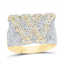 Load image into Gallery viewer, 10K Yellow Gold Diamond Initial "W" Men's Ring 2 1/4 Cttw - Splendid Jewellery