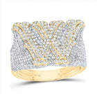10K Yellow Gold Diamond Initial "W" Men's Ring 2 1/4 Cttw - Splendid Jewellery
