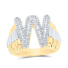 Load image into Gallery viewer, 10K Yellow Gold Diamond Initial "W" Men's Ring 3/4 Cttw - Splendid Jewellery