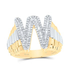 10K Yellow Gold Diamond Initial "W" Men's Ring 3/4 Cttw - Splendid Jewellery