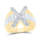 10K Yellow Gold Diamond Initial "X" Men's Ring 1/2 Cttw - Splendid Jewellery