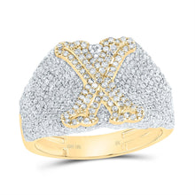 Load image into Gallery viewer, 10K Yellow Gold Diamond Initial "X" Men's Ring 2 Cttw - Splendid Jewellery