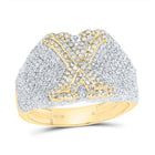 10K Yellow Gold Diamond Initial "X" Men's Ring 2 Cttw - Splendid Jewellery