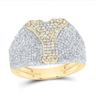 10K Yellow Gold Diamond Initial "Y" Men's Ring 1 7/8 Cttw - Splendid Jewellery