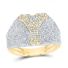 Load image into Gallery viewer, 10K Yellow Gold Diamond Initial "Y" Men's Ring 1 7/8 Cttw - Splendid Jewellery