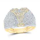 10K Yellow Gold Diamond Initial "Y" Men's Ring 1 7/8 Cttw - Splendid Jewellery