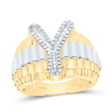 Load image into Gallery viewer, 10K Yellow Gold Diamond Initial "Y" Men's Ring 1/3 Cttw - Splendid Jewellery