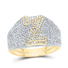 10K Yellow Gold Diamond Initial "Z" Men's Ring 1 7/8 Cttw - Splendid Jewellery