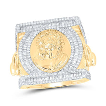 Load image into Gallery viewer, 10K Yellow Gold Diamond Jesus Men's Ring 1 3/4 Cttw - Splendid Jewellery