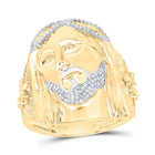 10K Yellow Gold Diamond Jesus Men's Ring 1/3 Cttw - Splendid Jewellery