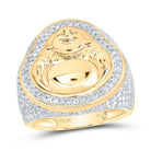 10K Yellow Gold Diamond Laughing Buddha Men's Ring 1 5/8 Cttw - Splendid Jewellery