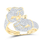 10K Yellow Gold Diamond Leopard Men's Ring 1 5/8 Cttw - Splendid Jewellery