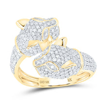 Load image into Gallery viewer, 10K Yellow Gold Diamond Leopard Men's Ring 1 5/8 Cttw - Splendid Jewellery