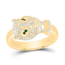 10K Yellow Gold Diamond Leopard Women's Designer Ring 1/2 Cttw - Splendid Jewellery